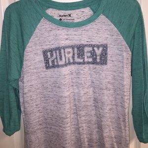 Hurley turqoise quarter sleeve.
