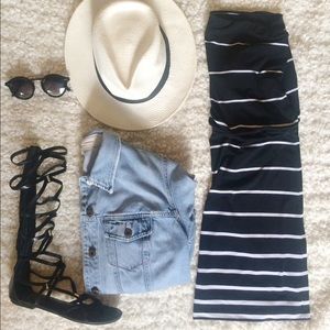 Strapless striped dress xs/s black and white