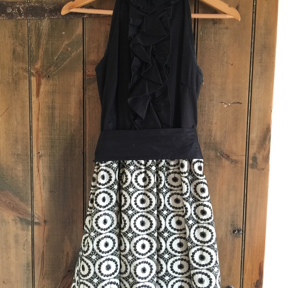 Anthropologie knee length black and white dress - Picture 3 of 4