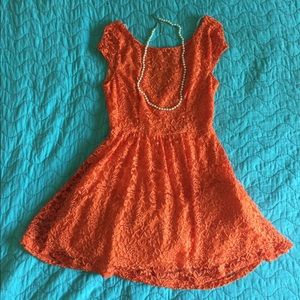 Lace overlay A-line dress. NWT