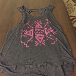 Tribal print high low tank top