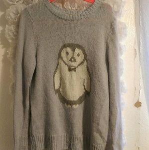 Blue knit penguin sweater