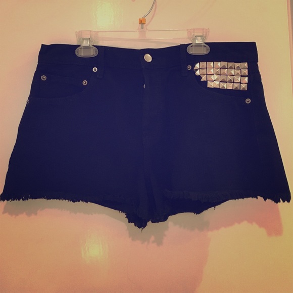 High Waisted Black Jean Shorts