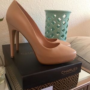 Gorgeous Charles David Nude platform pumps