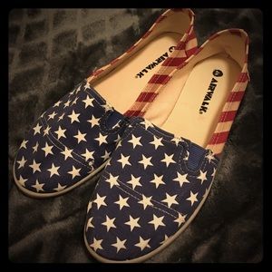 Red, white, & blue slip ons. SZ 9