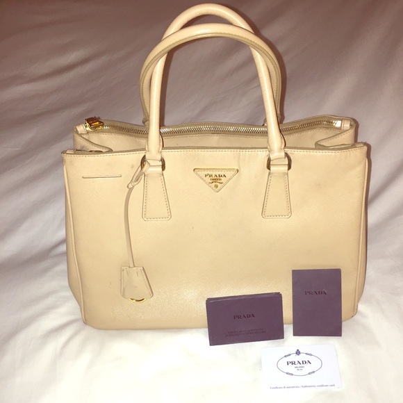 Authentic PRADA tan & gold hardware tote bag