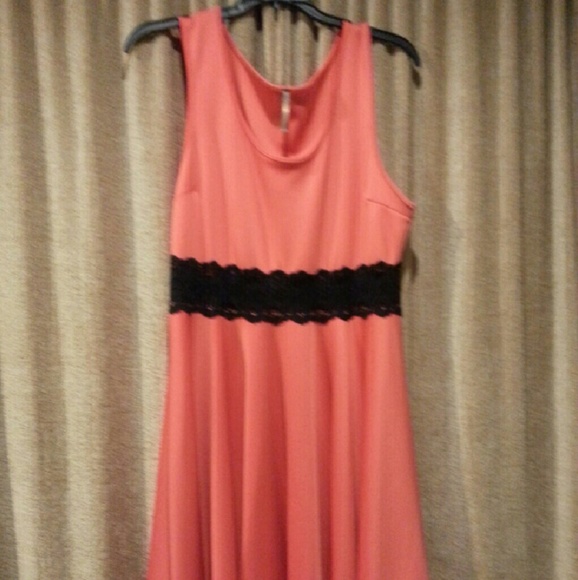 Sexy coral skater dress