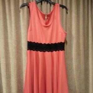 Sexy coral skater dress