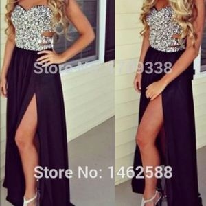 Black studded prom dress