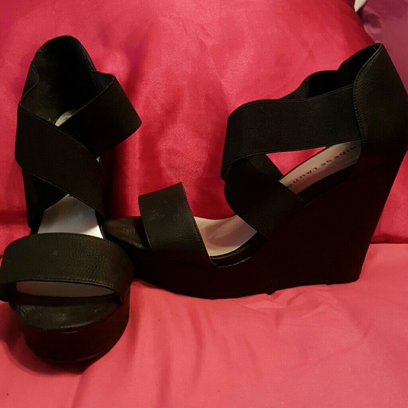 Thick stretchy  strap heels size 10