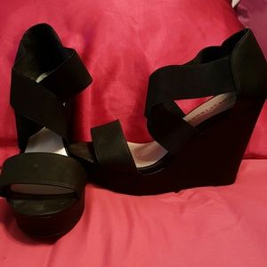 Thick stretchy  strap heels size 10