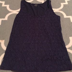 Ann Taylor Loft cotton lace overlay tank top
