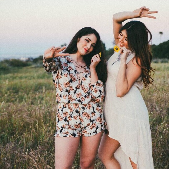 Floral lace up romper