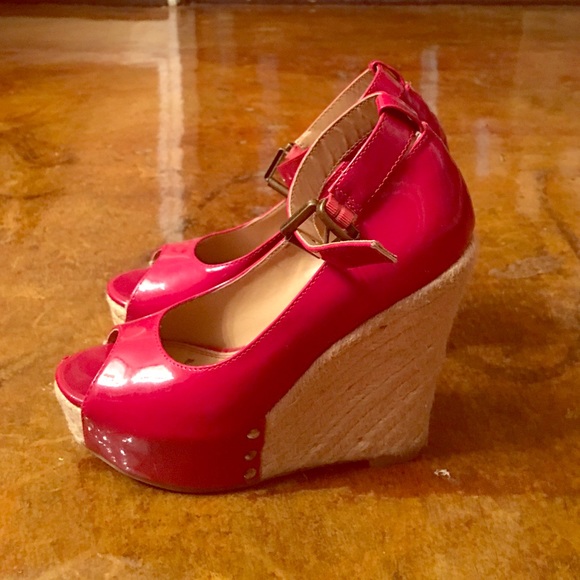 Chinese Laundry Red Patent Leather Wedges