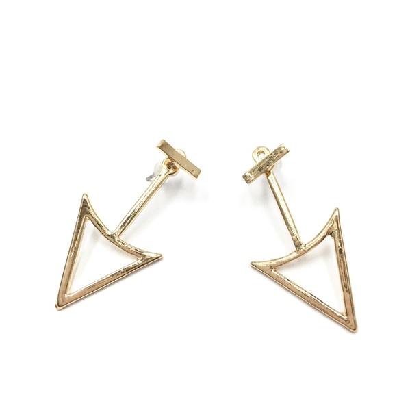 1 Pr. Geometric Double-Sided Earrings (Gold)