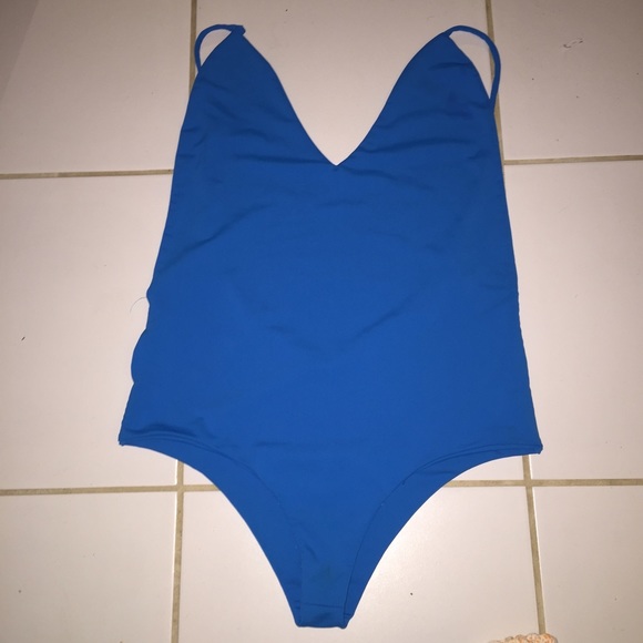 Blue sexy low back one piece