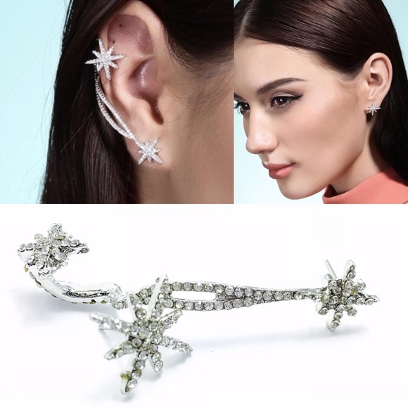 1 Pair- Shooting Star Rhinestone Earrings