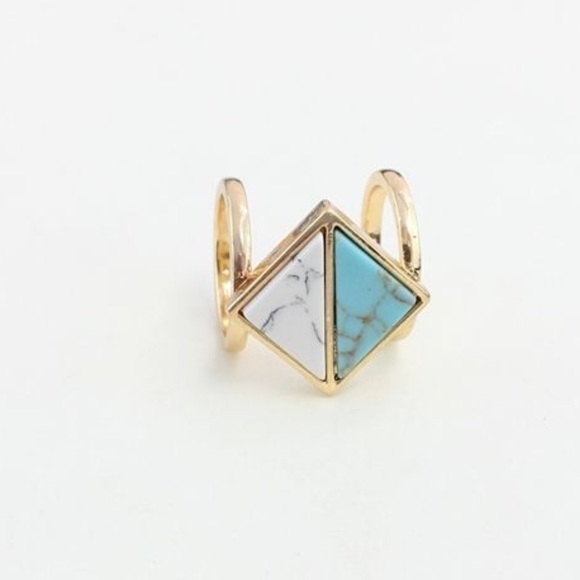 1 Pc. GEOMETRIC HOWLITE RING - Picture 2 of 4