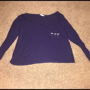 Navy blue flowy crop top