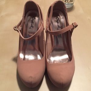 Qupid Nude Mary Jane Pumps