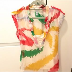 DVF Sheer Top with Attached Camisole