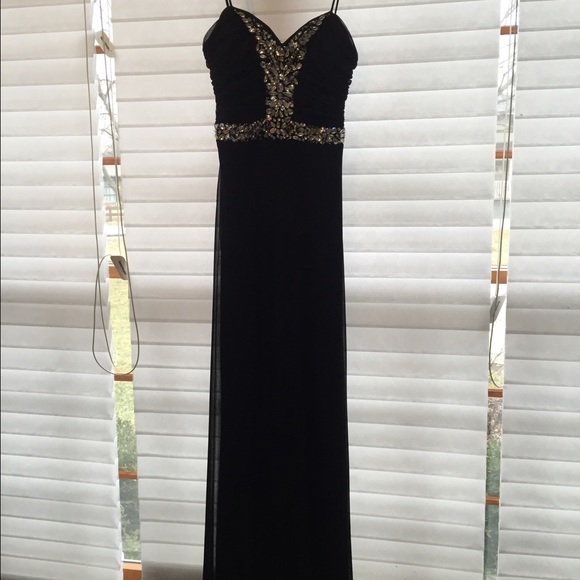 Black embellished prom dress