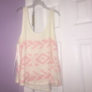 Forever 21 white and pink knit tribal print tank