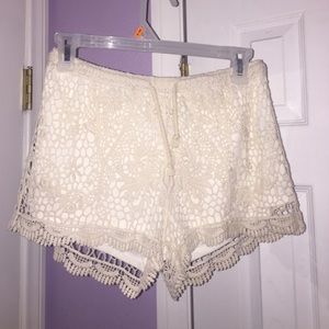 White crochet shorts from tillys