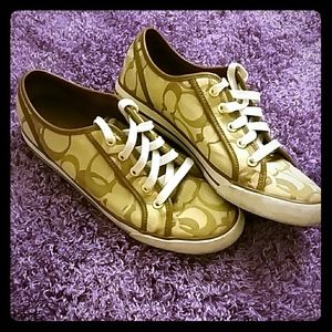 COACH Brown Canvas Sneakers!!
