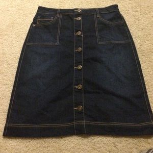 Faux button up jean skirt