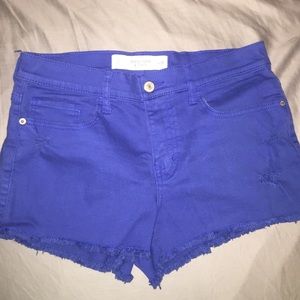 Blue high-waisted A&F shorts