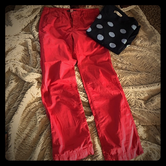Red gap straight legged pants