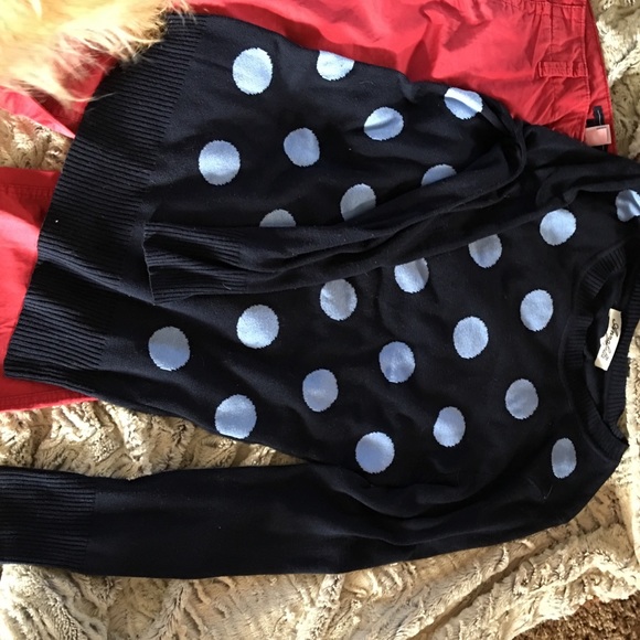 Adorable blue polka dot sweater