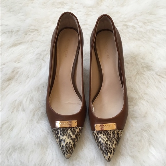 Coach Shoes - Brown Leather Coach Heels