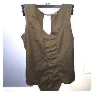Charlotte Russe army green studded open back tank