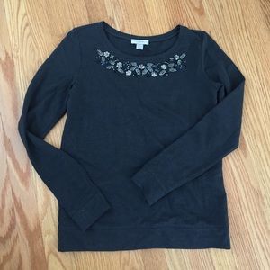 Ann Taylor LOFT lightweight sweatshirt beaded XS