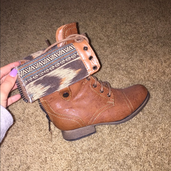 Aztec printed combat boots