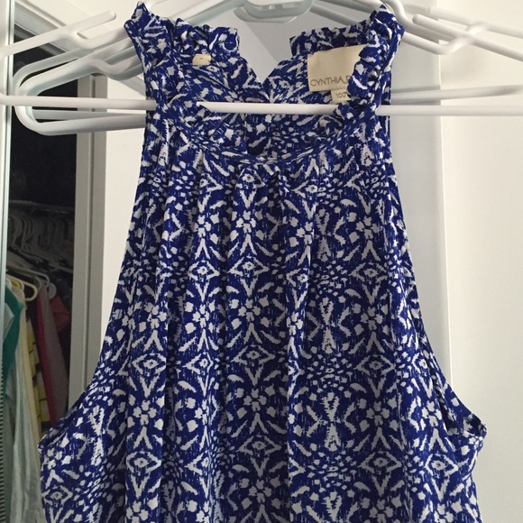 Cynthia Rowley: Blue and white silk top