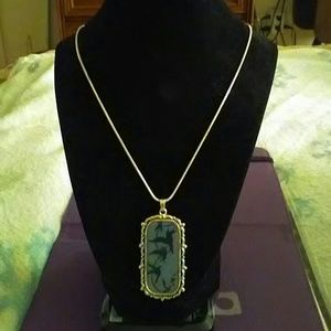 Necklace with silver and light blue 2in drop