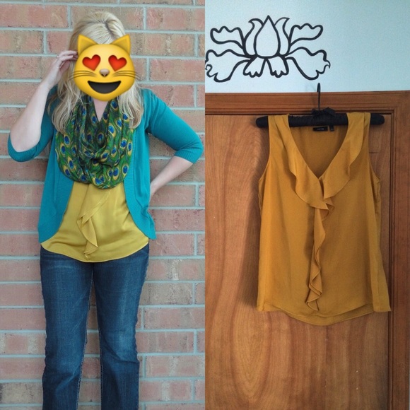 Apt 9 Golden Yellow Tank With Ruffle