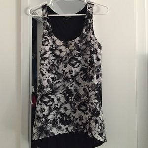 Black and white floral hi-like tank