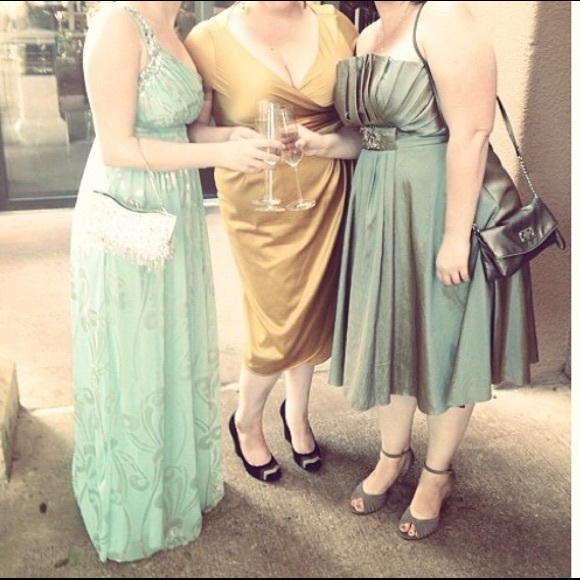 Teal and Silver One-shoulder Formal Dress - Picture 4 of 4