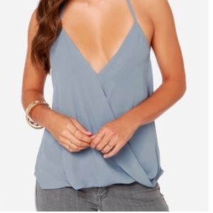 Lulu's All the Stops Blue Gray Halter Top Small