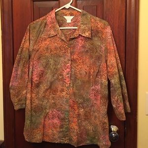 CJ Banks-2X- 3/4 sleeve button down