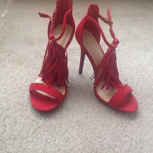 RED FRINGE HEELS