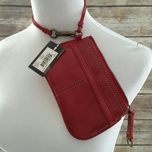 NWT Leather Red Clarks Wristlet