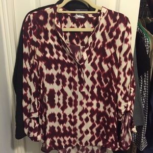 VINCE. Ikat Print Silk Blouse (size 8 runs small)