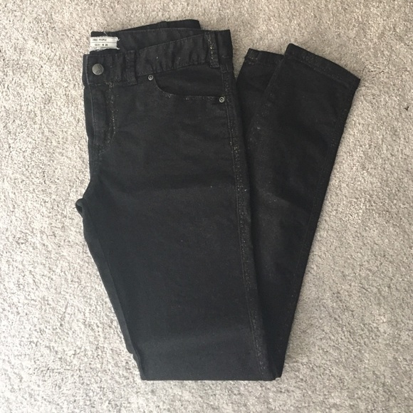 Free People Denim - Free People black and gold skinny jeans 28