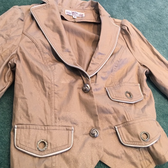 Tan Crystal Embellished Jacket Size M