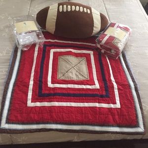 2 Pottery Barn European Shams w/ football pillow
